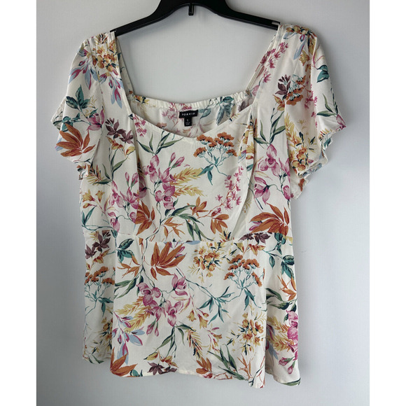 Torrid Peplum Challis Sweetheart Flutter Sleeve Top Floral Women's Plus Size 1X - Picture 2 of 11